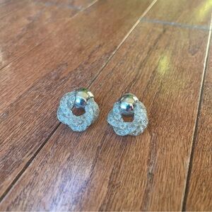 Silver and Clear Sparkle Knot Earrings